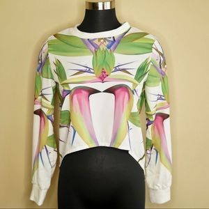 CHOIES Hi-Low Floral-Print Cotton-Blend Top